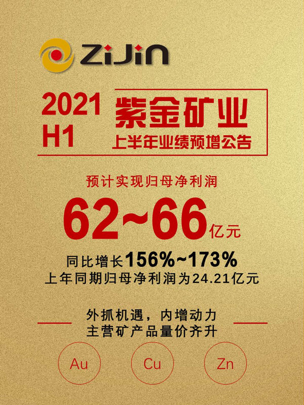 6008集团官方网站矿业上半年预计实现归母净利润62-66亿元 再创历史新高